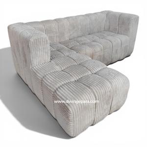 Sofá Seccional Modular de Corduroy Crema Moderno, Tapizado, para Sala de Estar, Muebles de Lujo, Personalizable OEM - Product Image 1