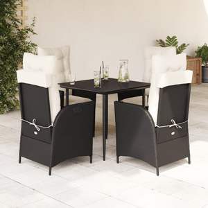 Conjunto de Comedor para Jardín Mediano con Cubiertas Removibles de Ratán PE Negro - Product Image 1