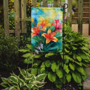Bandera de jardín de acuarela de lirios multicolores, Bandera de buzón decorativa y ilustraciones de Patio para camas de flores de jardín, Banner de tamaño de jardín - Product Image 2