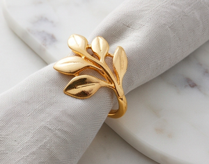 Anillos de Servilleta Metálicos con Forma de Hoja de Oro, Diseño de Rama Hecho a Mano, Porta Servilletas, Accesorios para Mesa de Boda - Product Image 5