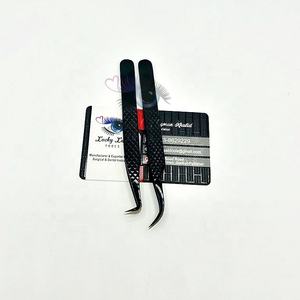 Plasma noir pointes pointues pince à épiler extension de cils poignée profonde botte à 90 degrés forme incurvée outil de beauté en acier inoxydable - Product Image 4