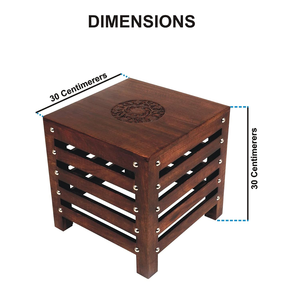 Taburete de Madera Hecho a Mano, Mueble de Asiento Rústico de Madera Sólida para Hogar, Cocina, Dormitorio, Sala de Estar y Decoración Tradicional - Product Image 4