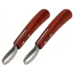 Coupe-ongles pour chevaux et bovins, manche en bois de caoutchouc, 2 pièces, couteau à ongles ovale multifonctionnel pour fermeur de chevaux - Product Image 3