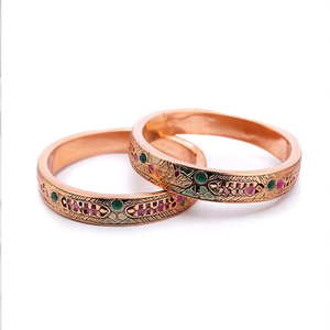 Jade and <b>Copper</b> <b>Bangles</b> Set-Trendy Geometric Design for Engagement - Product Image 1