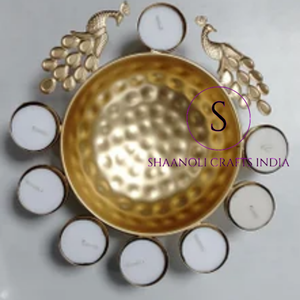 Bol décoratif Urli de designer pour fleurs et bougies chauffe-plat, décoration de table et centre de table sur pied pour la maison et le bureau, style indien - Product Image 4