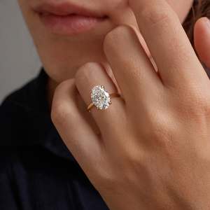 Fast Shipping Bulk Wholesale VVS Diam 925 Silver 3 CT Moissanite Oval Cut Prong Setting Petal <b>Crown</b> Solitaire <b>Ring</b> Certified - Product Image 4