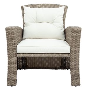 Juego de Muebles de Jardín de Mimbre para Todo Clima, 4 Piezas, Sofá Seccional para Exteriores con Otomana y Cojines - Product Image 5