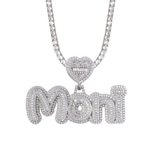 Colgante de Plata 925 con Letra Personalizada, Nombre, Moni, Corazón, Estilo Hip Hop, Rapper, con Diamantes de Imitación VVS Moissanite, para Hombre y Mujer - Product Image 1