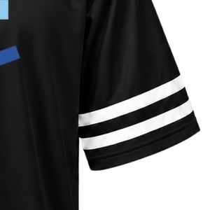 Camiseta Deportiva Negra JJ con Cuello en V Bordado, Manga Corta, Franja Blanca, Uniforme Ligero para Equipo Deportivo - Product Image 3