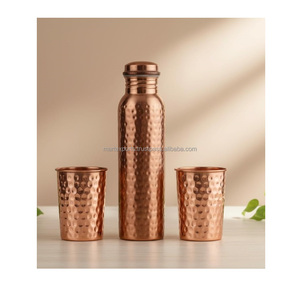 Traditional Hammered Copper Eco-Friendly Unisex Drinking Bottle for Ayurvedic Water Storage and Daily <b>Wellness</b> Use - Product Image 3