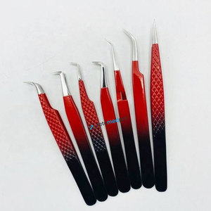 Pince à épiler professionnelle bicolore à pointe fine pour extensions de cils, en acier inoxydable durable, avec revêtement couleur personnalisé et prise en main robuste, vente en gros - Product Image 4