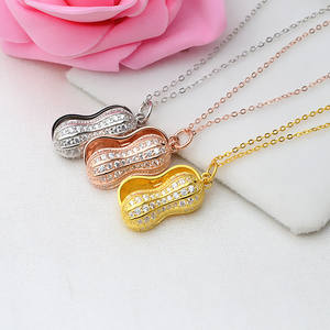 S925 Silver Peanut Longevity Fruit Pendant 8-9 <b>Pearl</b> DIY Jewelry Accessories Empty <b>Set</b> 468 Fashion <b>Necklaces</b> - Product Image 3