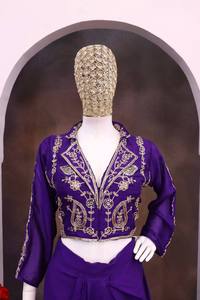Ensemble coordonné dhoti élégant orné de paillettes pour soirées, tenues de mariage et occasions spéciales - Product Image 4