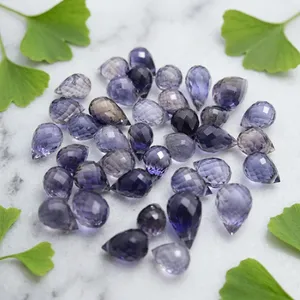 Iolite bleue naturelle AAA+ de forme poire, facettée en damier, pierre précieuse en vrac certifiée par un tiers pour la fabrication de bijoux - Product Image 3