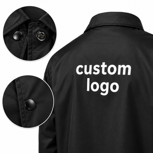 Blouson bomber vintage unisexe noir en polyester avec logo personnalisé sur le devant, coupe-vent, vêtement d'hiver décontracté, mélange de coton - Product Image 3