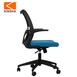 Chaise de bureau exécutive en tissu KINSHA Dolphin Series, pivotante, avec accoudoirs rabattables, hauteur réglable, design moderne, dossier ouvert, siège bleu - Product Image 2