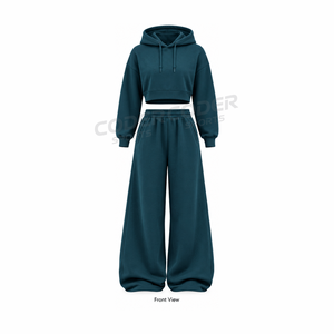 Ensemble de jogging unisexe grande taille pour femme 2026, survêtement décontracté uni à capuche, personnalisable avec logo, sweat à capuche en polaire vierge pour l'hiver - Product Image 4