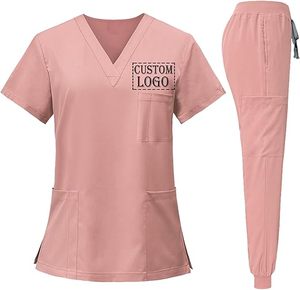 Nouvelle Arrivée 2026 – Ensemble de Blouses Médicales Personnalisables avec Logo pour Femmes, Col en V, Manches Courtes, Uniforme d'Infirmière, Pantalon Jogger Extensible 4 Directions, Tenue d'Hôpital - Product Image 3