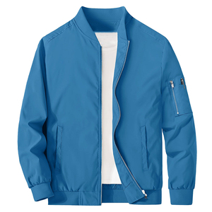 Chaqueta Bomber Azul para Hombre, Cortavientos, con Cierre de Cremallera, Cuello Alto, Estilo Casual para Otoño, Corte Regular, Material de Poliéster - Product Image 1