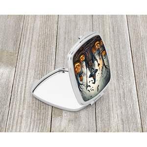 Spooky Witch Design Miroir de maquillage de voyage compact Cadeaux d'halloween pour femmes et filles Miroir décoratif de poche pliant - Product Image 2