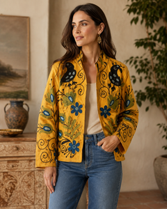 Women's Reversible Suzani Velvet Winter Jacket Handmade Floral Embroidered Boho Ethnic Luxury Warm Designer Outerwear <b>Coat</b> Wear - Product Image 3