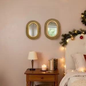 Elegant Gold Oval Wall Mirror Set For Bedroom Living Room Hallway Luxury Home Decor And Styling Modern Interior Accent Piece - Product Image 2