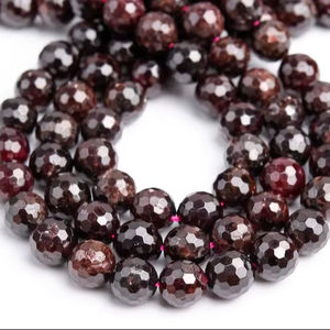 ลูกปัดหินแดงการ์เนตธรรมชาติทรงกลมเหลี่ยมเพชรพลอยขนาดเล็ก สำหรับทำเครื่องประดับ สร้อยข้อมือ สร้อยคอ DIY - Product Image 1