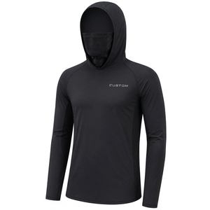 Camisa de Pesca con Capucha de Manga Larga y Color Sólido Personalizada para Hombre, Spandex/Poliéster UPF 50, Transpirable, 220g, Secado Rápido, Impresión Digital - Product Image 1