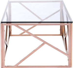 Mesa de Centro de Diseño Único con Acabado Metálico Antiguo y Tapa de Vidrio, Muebles Modernos para Sala de Estar, Decoración para el Hogar en Oferta - Product Image 2