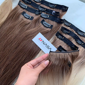 Wholesale Price Straight <b>Clip</b> In Hair Extensions Brown And Blonde Color 100% Vietnamese Virgin Human Hairs - Product Image 1