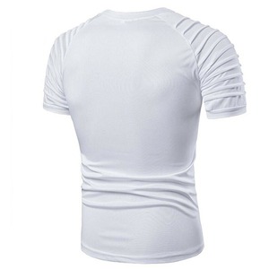 เสื้อยืดโอเวอร์ไซส์คอกลมสีขาวสำหรับผู้ชาย แขนสั้น แต่งซิป สไตล์ลำลองสปอร์ต ผ้าฝ้ายถัก 100% แห้งเร็ว ความยาวปกติ - Product Image 2