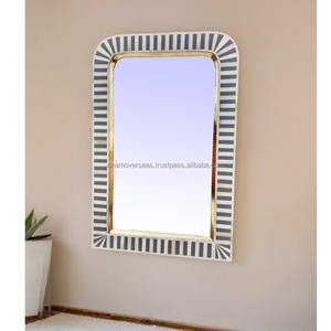 Espejo Rectangular Vintage con Incrustaciones de Hueso, Espejo Decorativo Tallado Artesanalmente - Product Image 1