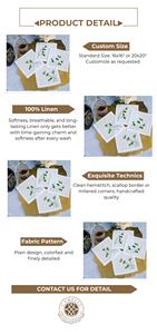 Pousses vertes fraîches brodées sur des serviettes en lin, apportant une énergie vibrante et une touche de nature au repas quotidien. - Product Image 2