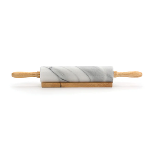 Marble Pastry Dough <b>Rolling</b> <b>Pin</b> White Stone Pasta Cookies Pizza & Fondant Roller <b>Pin</b> Baking Tools Wood Handle - Product Image 3