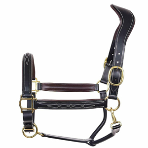 High Quality Horsekraft Italian Leather Anatomic Horse <b>Halter</b> Brass Buckle Fancy Stitching Customizable Color Logo Durable - Product Image 2