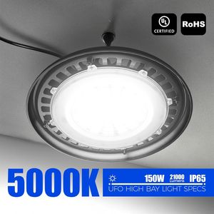 Lámpara LED UFO de 150W para Techos Altos, 21000LM, Iluminación para Almacenes, Temperatura de Color 5000K, IP65 Impermeable, con Enchufe Estadounidense de 5.9 Pies - Product Image 4