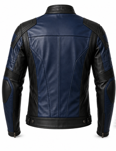 Veste de moto en cuir avec logo personnalisé |   Cognac Noir Forêt Verte Bleue |   Fabricant OEM ODM |   Qualité de conception haut de gamme | - Product Image 2