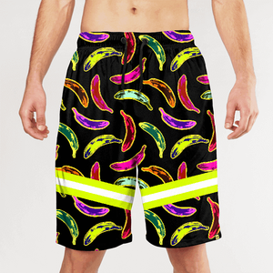 Shorts de Baño para Hombre con Estampado de Plátanos Coloridos, Secado Rápido, Cordón Ajustable, Diseño Casual con Franja Lateral - Product Image 1
