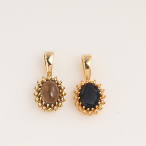 Natural Smoky Quartz Sunburst Pendant Gold Tone Halo <b>Necklace</b> Brown Gemstone Jewelry Handmade Gift for Her Women Elegant Boho UK - Product Image 2