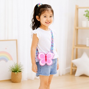 Butterfly Silicone Crossbody Bag Floral Shoulder Purse For Kids Soft Silicone Coin <b>Pouch</b> Waterproof <b>Mini</b> Bag With Adjustable - Product Image 6