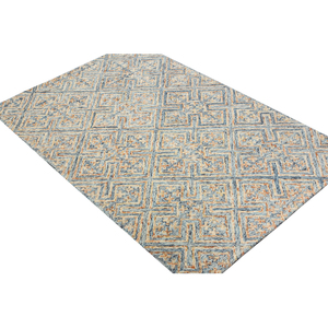 Tapis en laine tufté à la main, motif clé grecque vieilli, motif mosaïque géométrique, multicolore, écologique, antidérapant - Product Image 2