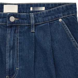 Shorts en jean décontractés d'été pour hommes, personnalisables, respirants, tissés, taille mi-haute, jambe large, en coton - Product Image 2