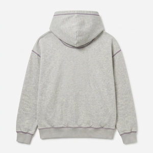 Sweat-shirt à capuche oversize gris chiné pour homme, avec surpiqûres contrastées, poche kangourou, style streetwear, pull décontracté unisexe en molleton avec cordon de serrage - Product Image 3
