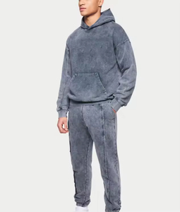 ชุดวอร์มแฟชั่นขายดี ทรงปกติสำหรับผู้ชาย ฤดูหนาว มีฮู้ด สไตล์ลำลอง ลวดลายพิมพ์ลายแบบ Acid Wash ผ้าฝ้าย 100% ระบายอากาศได้ดี แห้งเร็ว - Product Image 4