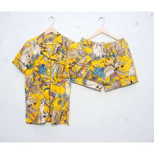 Conjunto de pijama de algodón 100% hecho a mano en India, transpirable, con estampado de mono vintage, ropa de dormir corta para mujer. - Product Image 3