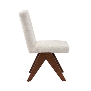 Chaise de salle à manger rembourrée de style mid-century moderne avec pieds en bois et assise en tissu - Product Image 2