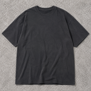 T-shirt vintage pour homme en coton noir délavé, essentiel, de qualité supérieure, style streetwear, 100% coton vierge - Product Image 1