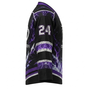 Maillot de hockey personnalisé en gros, nom du joueur, numéro, logo, impression numérique, 100% polyester, maille respirante, séchage rapide, pour adultes - Product Image 4