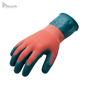Custom Heavy Dutyl Latex Coated <b>Gloves</b> Non-Slip Crinkle Latex Coated Palm Seamless <b>Knit</b> Extended Rubber Wrist Seal <b>Gloves</b> - Product Image 2