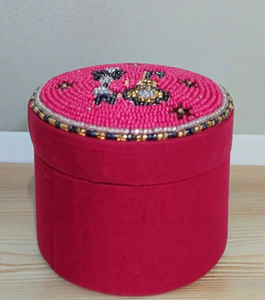 Embroidered Beaded Jewelry <b>Storage</b> Box with Custom Design <b>Seed</b> Beads Home Decor-Whimsy Art Craft WAC-3012 - Product Image 3